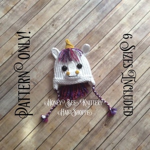 Unicorn Hat PATTERN ONLY - 6 sizes included; white, gold, magical, saddle, riding, equine, mare, foal, stallion, animal, loom knit, crochet