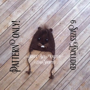Gopher or Groundhog Hat PATTERN ONLY - 6 sizes included; animal, Groundhog Day, buck teeth, loom knit, crochet