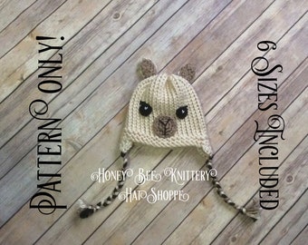 Alpaca or Llama Hat PATTERN ONLY - 6 sizes included; animal, farm, ffa, cute, South America, camelid, wool, yarn, loom knit, crochet