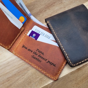 Hand Stitched Men's Wallet, Gift for Men, Engraved Wallet, Handmade Anniversary Gift, Father's Day Gift, Heavy Duty Soft Thick Soft Leather