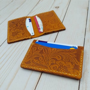 Embossed Leather Card Wallet Minimalist Western Wallet Hand - Etsy