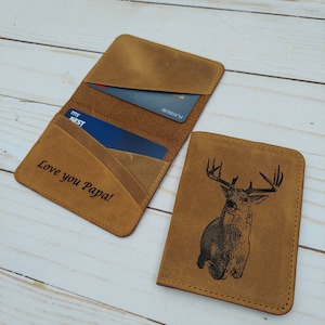 Mini billetera de tarjeta personalizada, billetera de tarjeta doble, titular de tarjeta, billetera de tarjeta marrón antigua, regalo de aniversario, regalo de Navidad grabado con foto