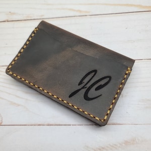 Card Wallet, Minimalist Leather Wallet, Hand Stitched Bifold Card Wallet, Anniversary & Christmas Gift, Heavy Duty Hand Stitched Card Wallet
