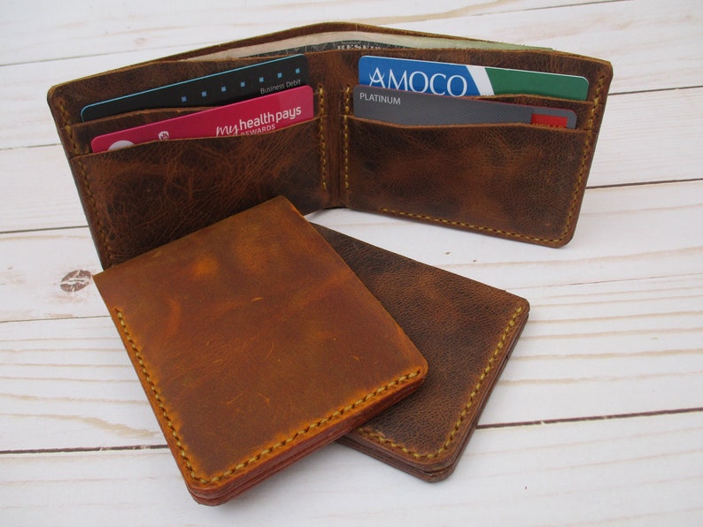 Heavy Duty Leather Wallet With Personalized Name and Message Etsy