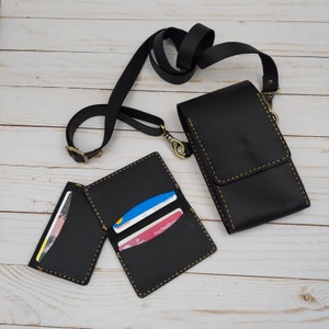 Crossbody Phone Bag with 63 Inches Long Adjustable Leather Strap, UPDATED for iPhone 14 ProMAX & Galaxy Note 22 Ultra in Slim Case