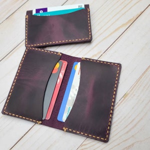Western Card Wallet in Purple, Embossed Leather Card Wallet, Anniversary & Christmas Gift, Mother's Day Gift, Minimalist Card Wallet