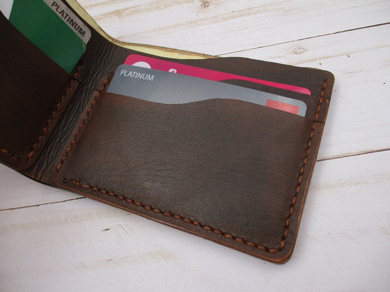 Vegetable Tanned Leather Wallet Hand Stitched With Hand - Etsy
