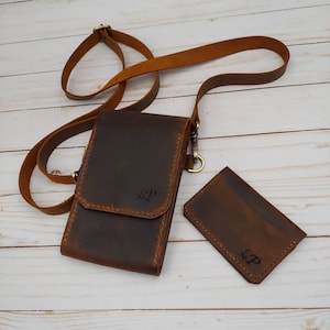 Phone Bag with Adjustable Leather Crossbody Strap, Card Wallet and Key Chain Set, good for iPhone 14 Pro MAX and Galaxy Note 22 Ultra