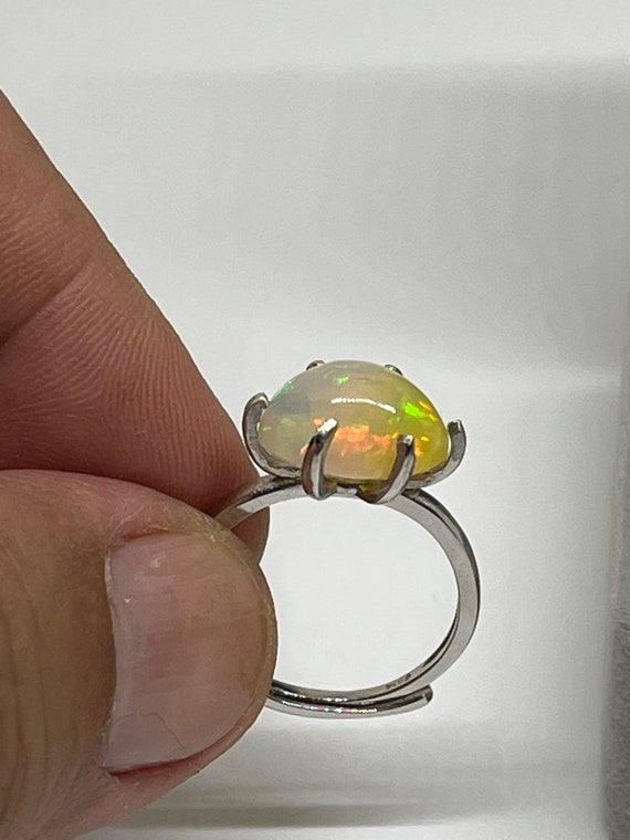 Genuine Ethiopian Opal Open Ring size 7_7.5 - image 6
