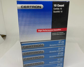 D120 minutes Certron blank audio cassettes, pack of 10, sealed.