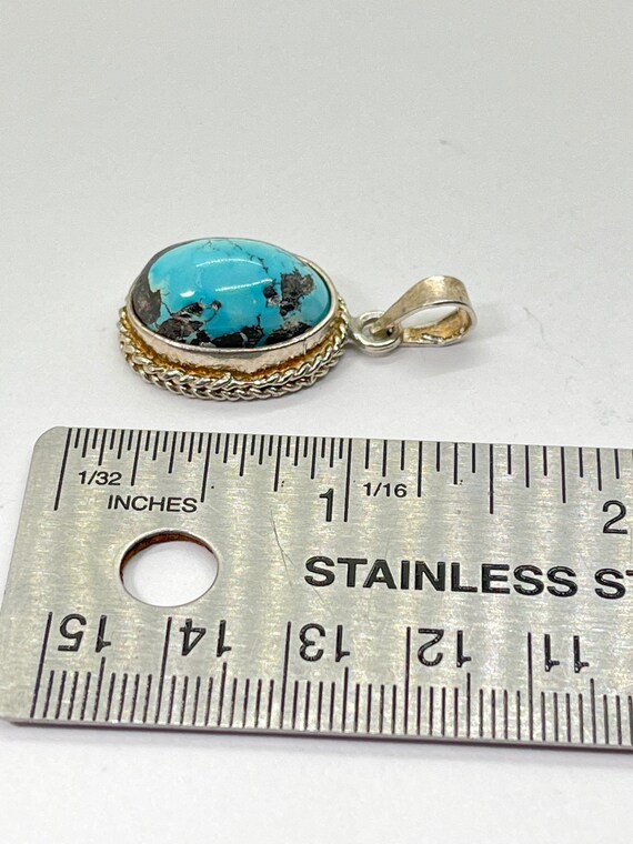 Sterling silver natural turquoise pendant - image 2