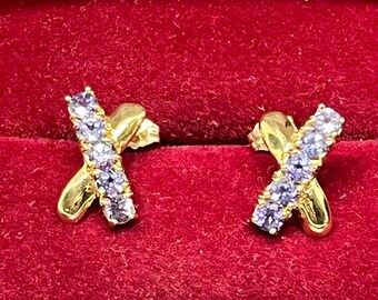 vintage 10k solid gold Tanzanite Love Stud earrings