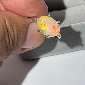 Genuine Ethiopian Opal Open Ring size 7_7.5