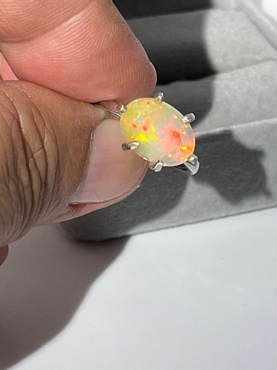 Genuine Ethiopian Opal Open Ring size 7_7.5 - image 1