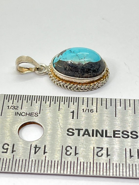 Sterling silver natural turquoise pendant - image 1