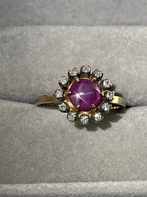 Antique Genuine Star Sapphire Violet Color 14k Sol