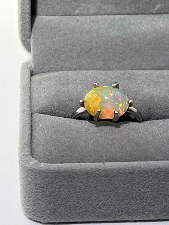 Genuine Ethiopian Opal Open Ring size 7_7.5 - image 2