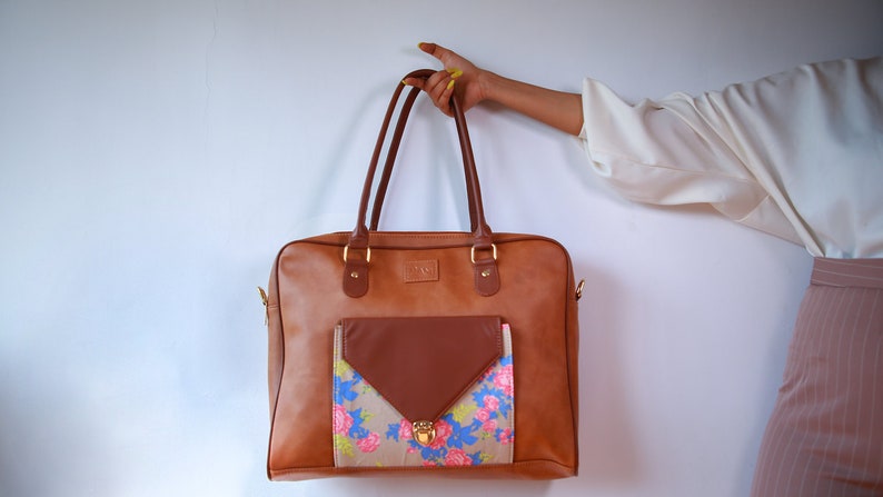Dual Compartment Floral tote,