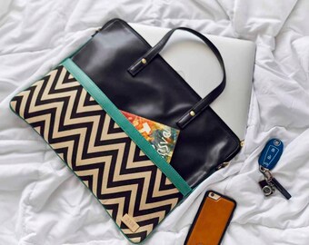 Classic Edge Sleeve, Laptop Sleeve 14-16, Canvas, Handmade Bags, Vegan Leather, Vegan Bags