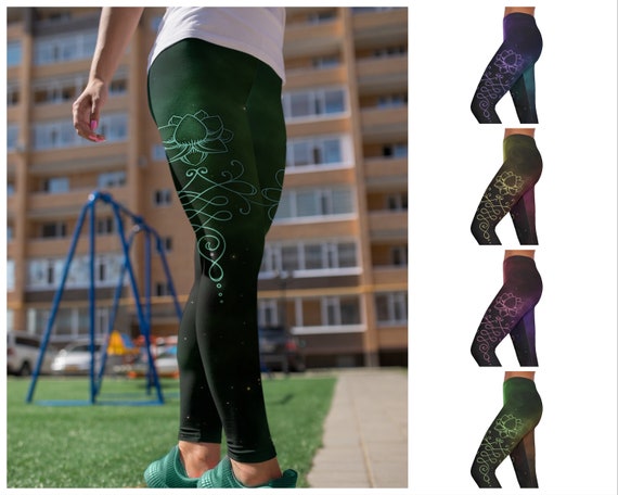 Nebula Lotus Unalome Women's Spandex Leggings Celestial - Etsy