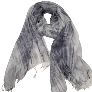 100% Silk Scarf - Grey Hand painted silk