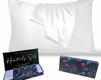 Organic Mulberry Silk Pillowcase: 22 Momme, Grade 6A, White with Zipper