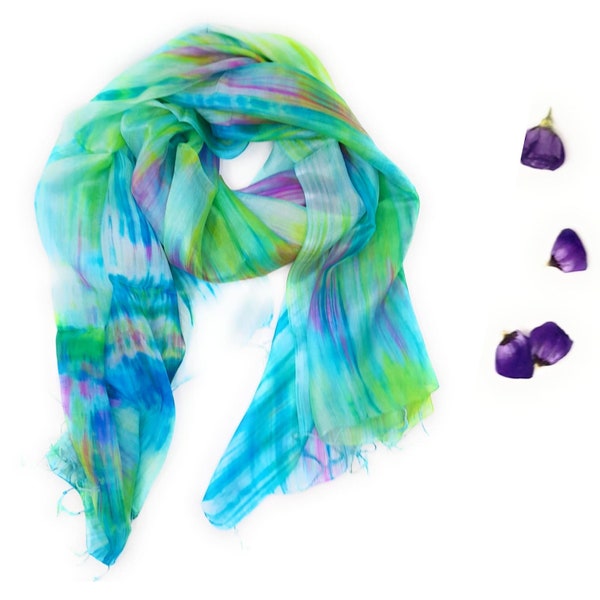 100% Silk Multi Coloured Pastel Silk Scarf