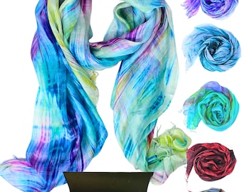 100% Silk Scarf - Mulberry Silk Hand Painted- 170X75CM  -Gift boxed - Multicoloured