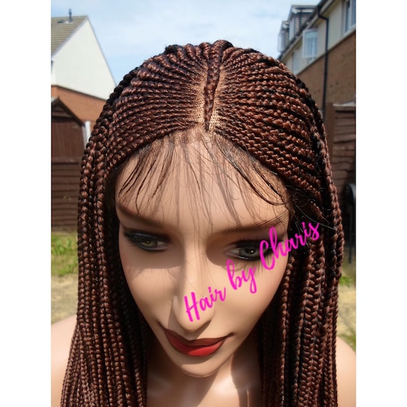 Lace Front Canerow Braided Wig Light Brown 