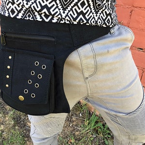 Riñonera de algodón, funda para pierna, cinturón utilitario para festivales, cinturón de viaje, riñonera, bolso de motociclista, riñonera, pernera, steampunk, riñonera unisex