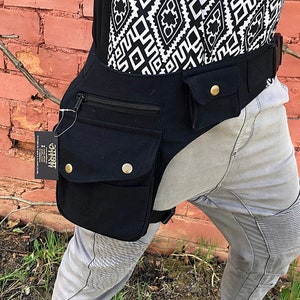 Cotton belt bag leg holster, Festival utility belt, Travel Belt, Hip Bag, Biker Bag, Riñonera, pernera, Steampunk, Belt bag Unisex