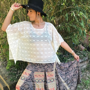 Sheer Top,See Through Top,Top For Women,Sexy Top,Summer Top,Boho Top,Lace Top,Boho poncho,Loose fit Top,Free Size Top,Short Poncho