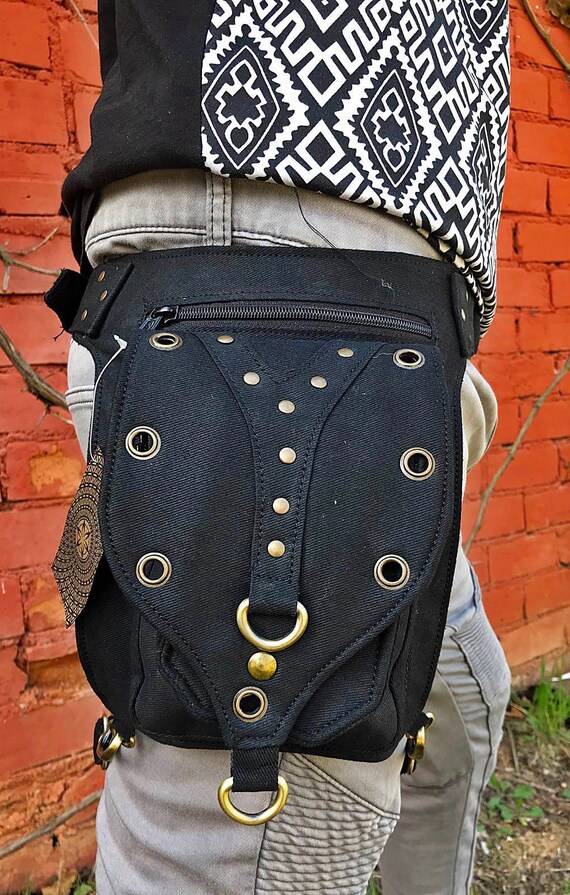 Travel Belt Festival utility belt Hip Bag Steampunk Belt bag Unisex Ri\u00f1onera pernera Cotton belt bag leg holster Biker Bag