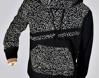 Capuchonjack met lange mouwen en Afrikaanse geometrische print, perfect voor alle seizoenen, uniseks, elegant, warm... festivalkleding, stedelijke en vrijetijdskleding