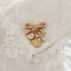 Catholic baby gift, Protection pin, Baptism gifts, Custom Christening gift, Virgin Mary charm, Personalised new baby girl or boy present.