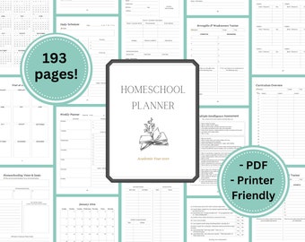 Homeschool planner printable 2024, Homeschool planner pages, Digital download, homeschool resources, Minimalist planner.