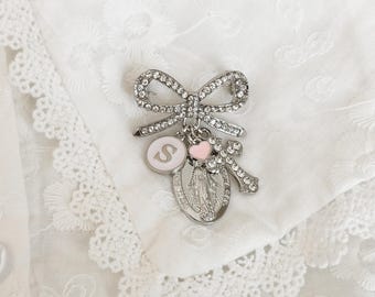 Personalized Christening Gift: Silver Virgin Mary Baby Protection Pin