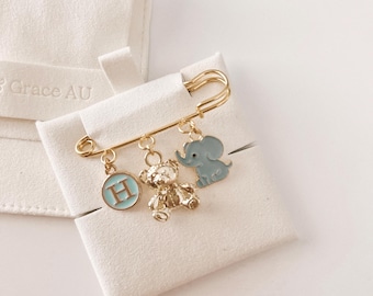 Personalized Baby Keepsake Safety Pin Brooch: Christening Gift