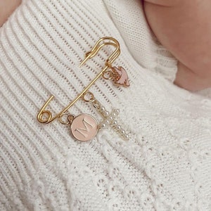 Personalized Baby keepsake gift, Baptism gift, Christening gift, confirmation gift, newborn gift, new baby gift. Baby safety pin brooch