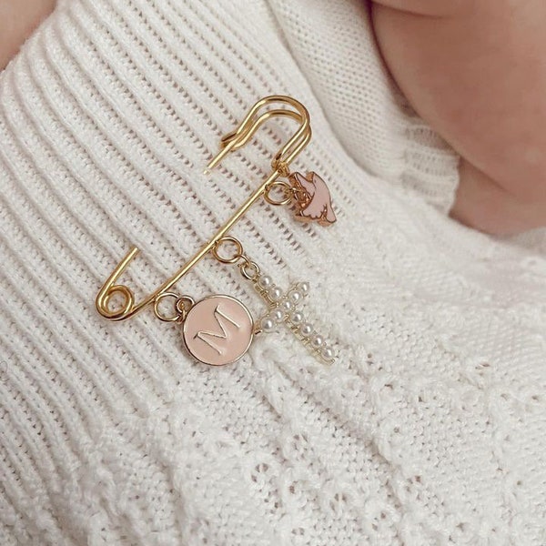 Personalised Baby Keepsake Gift | Safety pin brooch, present for Christening, baptism, confirmation, new baby | Personalized gift newborn