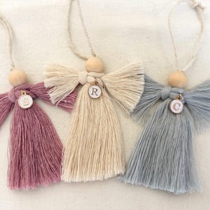 Macrame Guardian Angel gift: Handmade Baptism, Christening keepsake