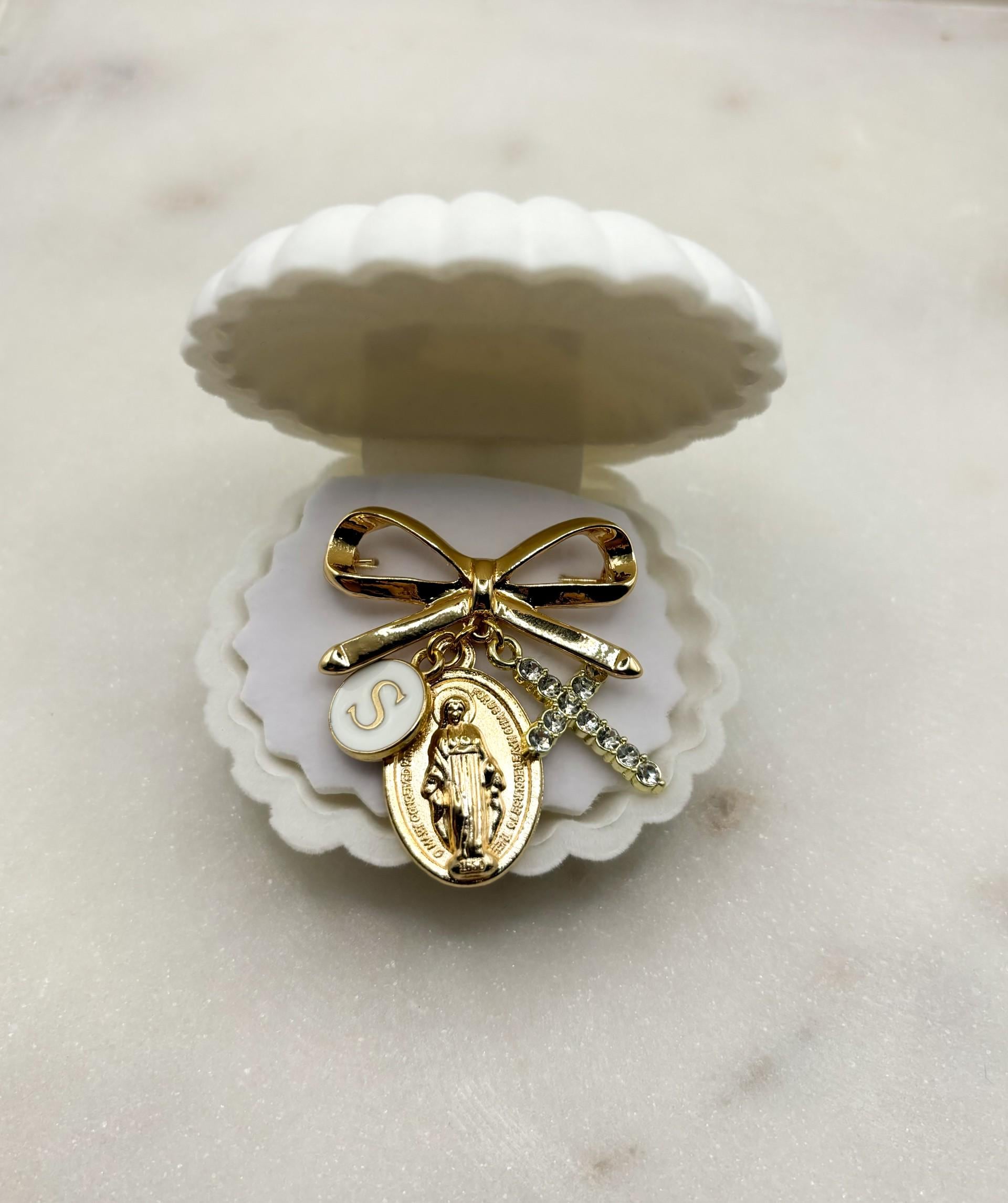 Catholic Baby Gift, Protection Pin, Baptism Gifts, Custom Christening Gift, Virgin Mary Charm, Personalized New Baby Girl Boy Present