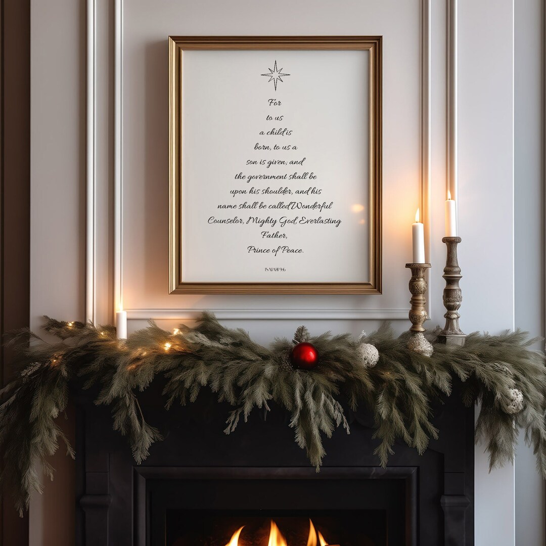 Christian Christmas Wall Art, Isaiah 96 Printable Bible Verse