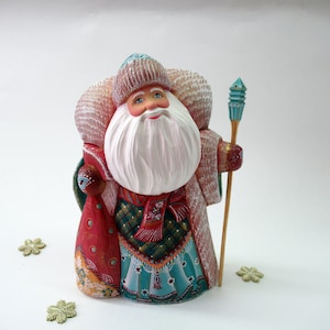 Wooden painted Santa Claus 9.5 inch Russian Ded Moroz russian souvenir Grandfather Frost Christmas gift