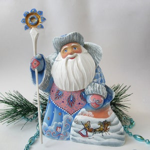 Russische Weihnachtsmann Holz Bemalt Figur Handgeschnitzte Etsy