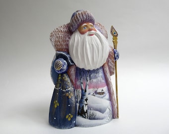 Wooden painted Santa Claus 9.5 inch Russian Ded Moroz russian souvenir Grandfather Frost Christmas gift