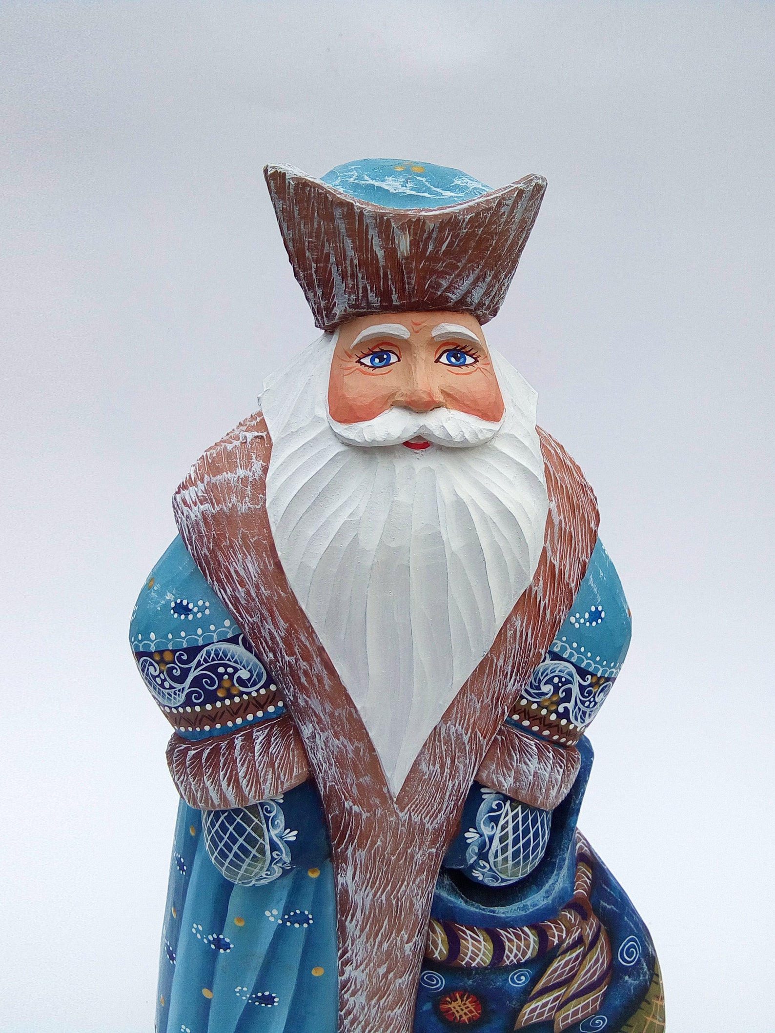 Wooden painted Santa Claus Russian Ded Moroz Grandfather Etsy