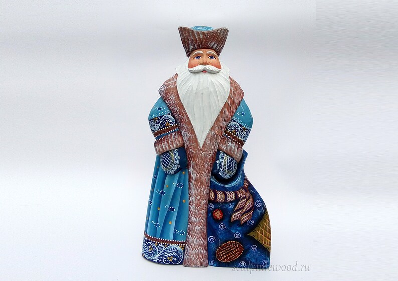 Wooden painted Santa Claus 9.5 inch Russian Ded Moroz russian souvenir Grandfather Frost Christmas gift
