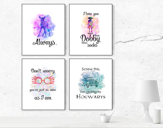Harry Potter Aquarell Druck Harry Potter Zitate Dobby Druck Etsy