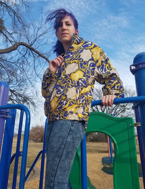 Silk blue and yellow EVR windbreaker